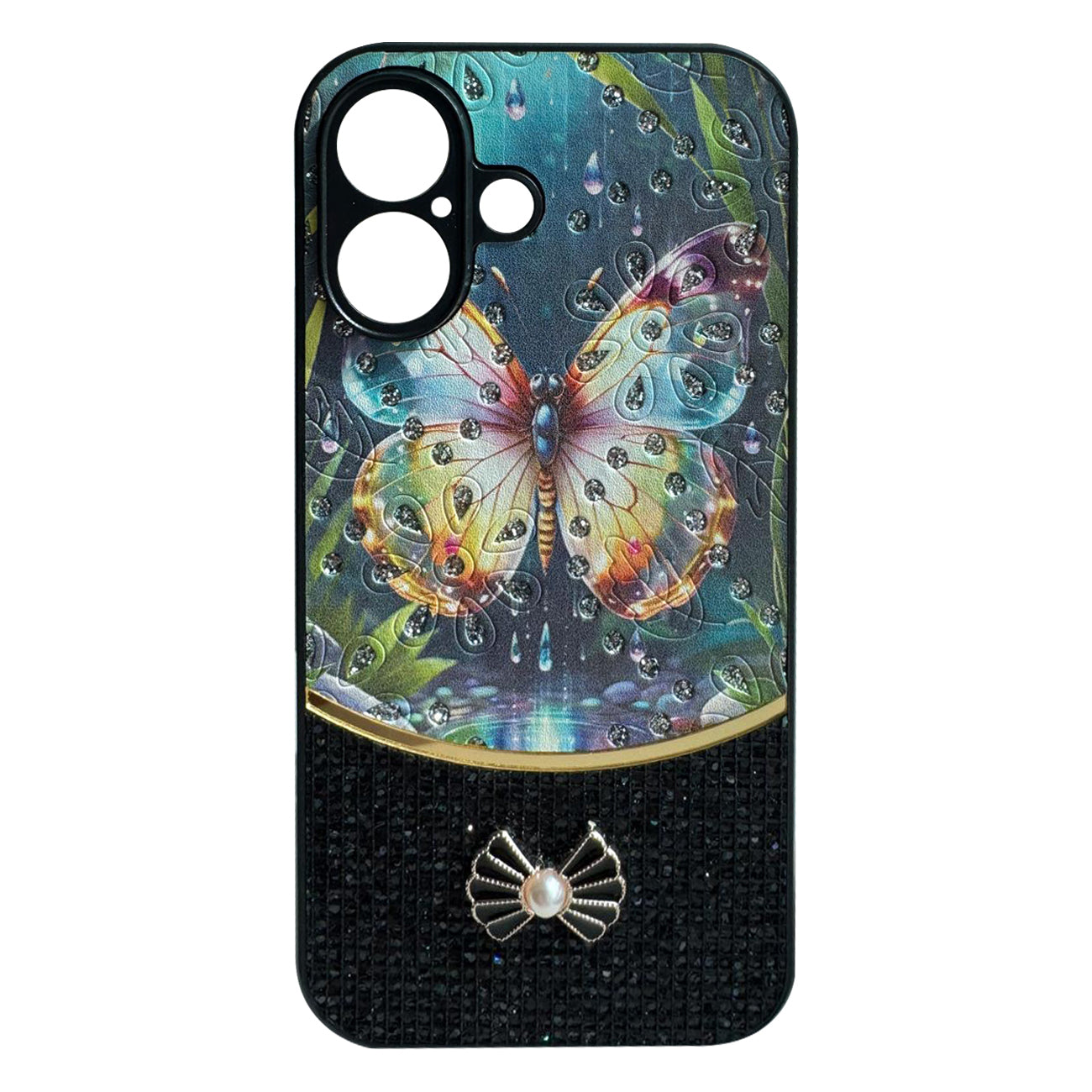 Sparkle Glitter Bling Phone Case in Black With Colorful Cover For iPhone 16 Plus